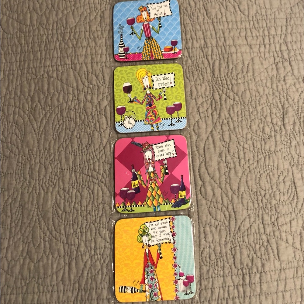 Wine coasters.  Set of 4.  New in package